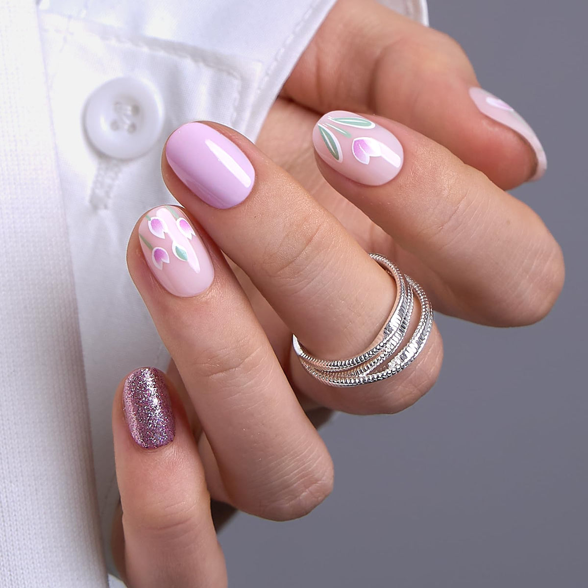CurvLife Extra Short Square Press On Nails Tulip Whisper Nude front view