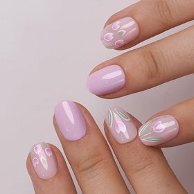 CurvLife Extra Short Square Press On Nails Tulip Whisper Nude packaging