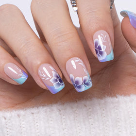CurvLife Floral Press On Nails front view with summer flower design
