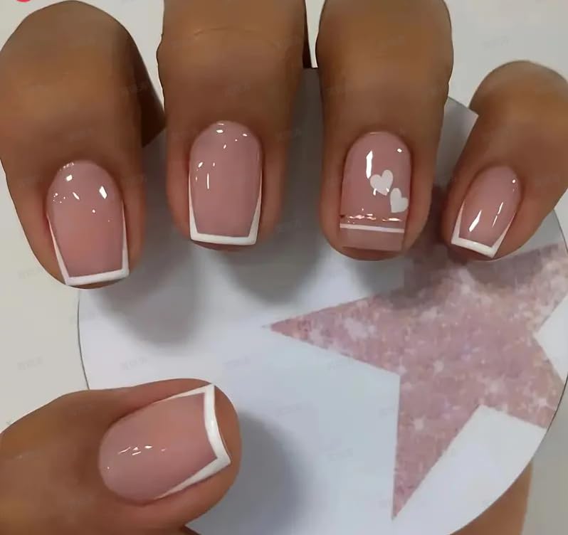 CurvLife French Tip Press On Nails in various sizes laid out for selection
