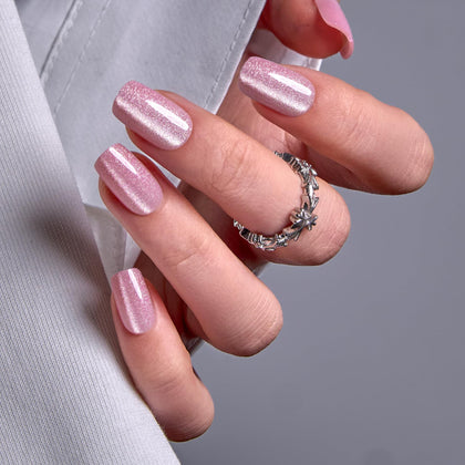 CurvLife Galaxy Mirror Pink Press On Nails front view