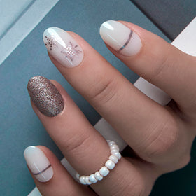 CurvLife Glitter Press On Nails front view in Snowflake Silver White