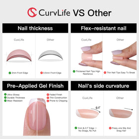CurvLife Halloween Short Square Press On Nails displayed with adhesive tabs