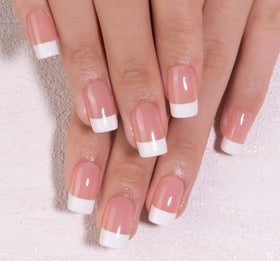CurvLife Medium Square French Tip Press On Nails front view