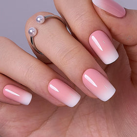 CurvLife Medium Square Ombre Press On Nails in Ceramic Fade Pink, front view