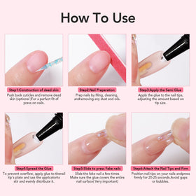 CurvLife Nail Glue application on press-on nails