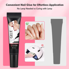 CurvLife Nail Glue Gel application on press-on nails