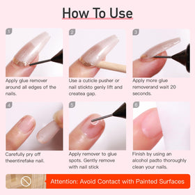 CurvLife Nail Glue Remover 60ml with press-on nails