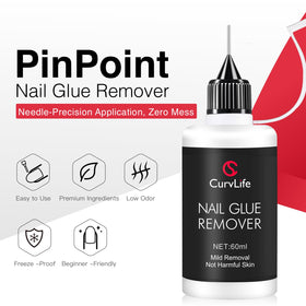 CurvLife Nail Glue Remover 60ml with wooden sticks for application