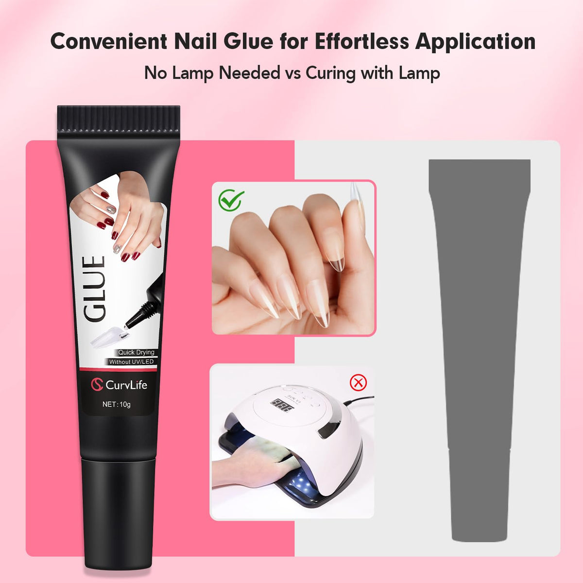 CurvLife nail glue showing gap-filling texture