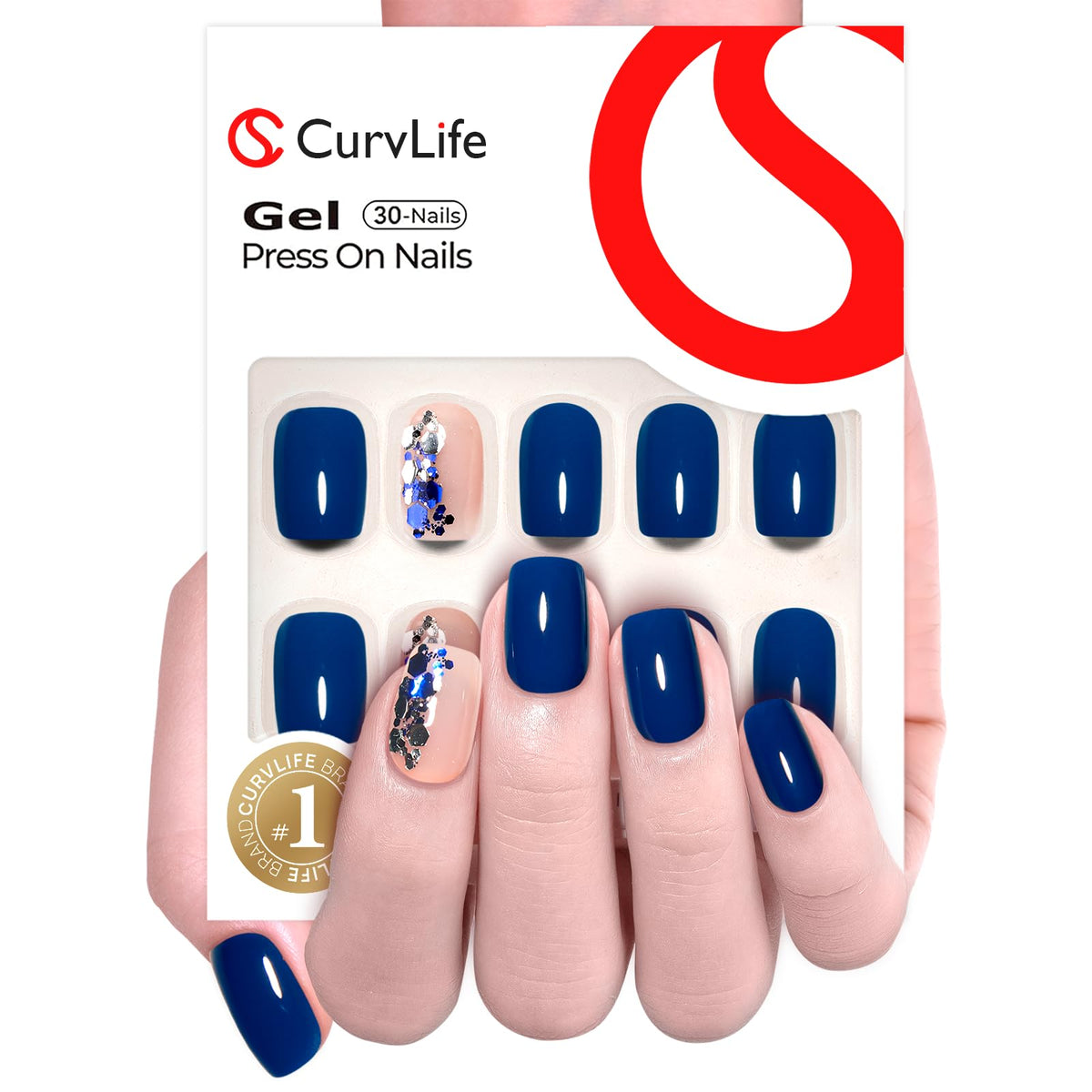 CurvLife nail kit including double-sided nail file and jelly glue stickers