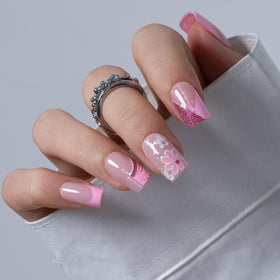 CurvLife Pink Symphony Press On Nails packaging and included accessories