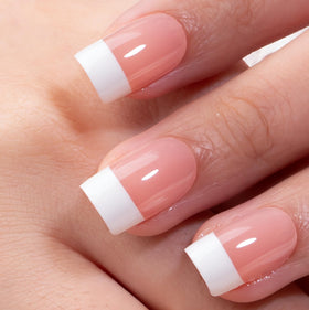 CurvLife press on nails displayed with double-sided nail file and cuticle stick