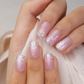 CurvLife press on nails displayed with nail glue and file