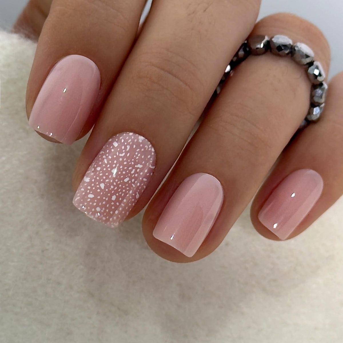 CurvLife press on nails glitter pink snowflake design front view