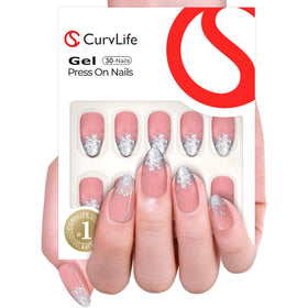 CurvLife Press On Nails Medium Almond Apricot storage box