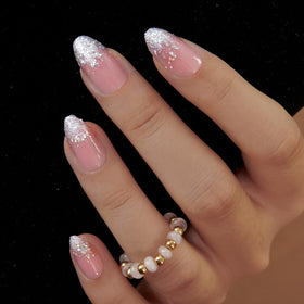 CurvLife Press On Nails Medium Almond Apricot with nail glue and accessories