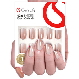 CurvLife press on nails package contents with nail file and glue stickers