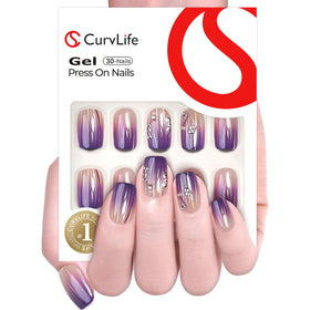 CurvLife press on nails packaging with included accessories