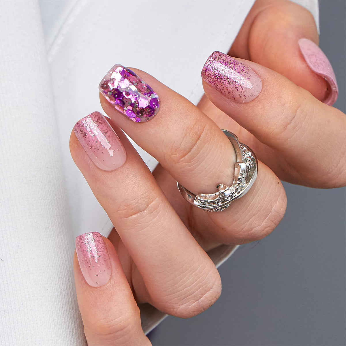 CurvLife press on nails set with jelly glue stickers and nail file