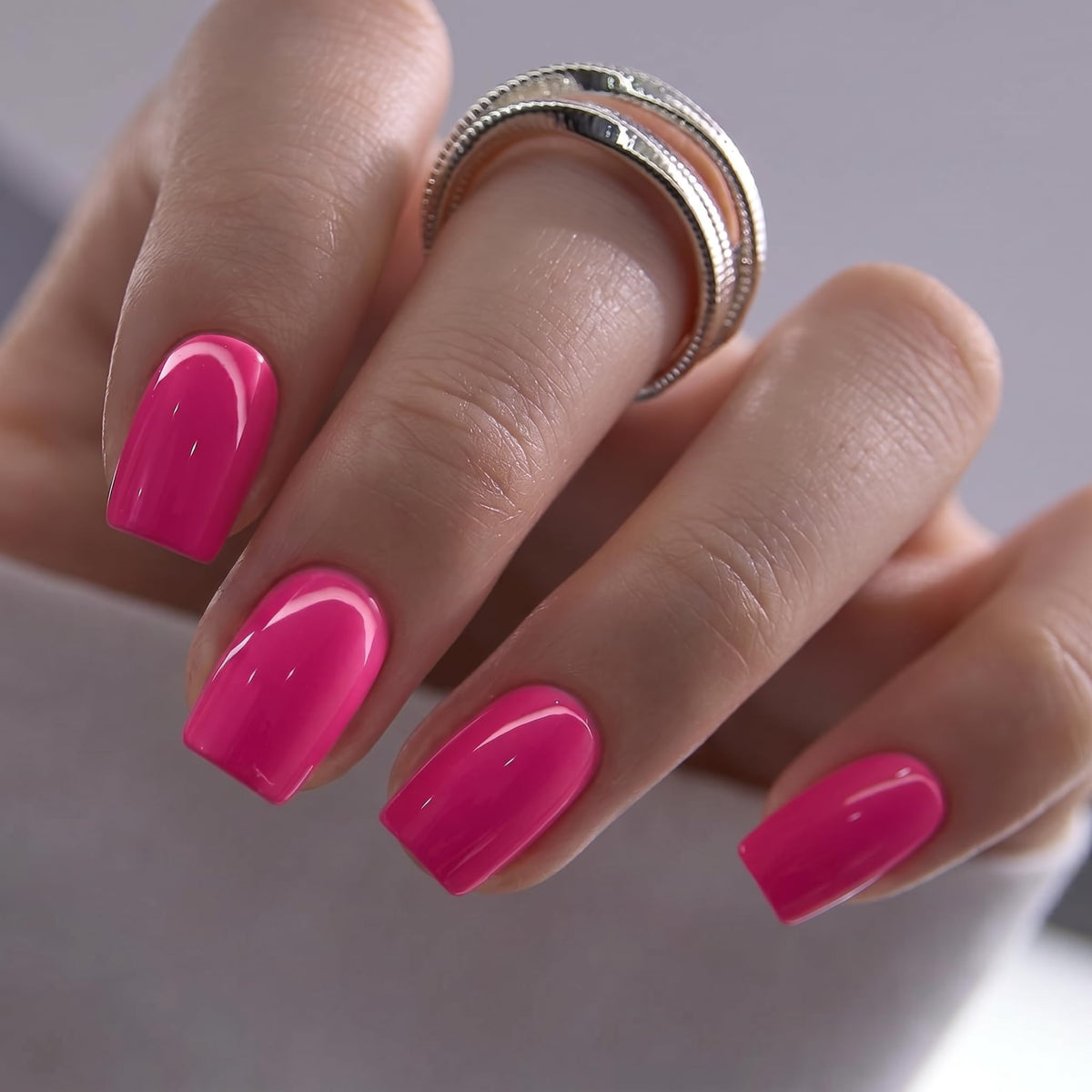 CurvLife Press on Nails Short Square Apricot Design front view