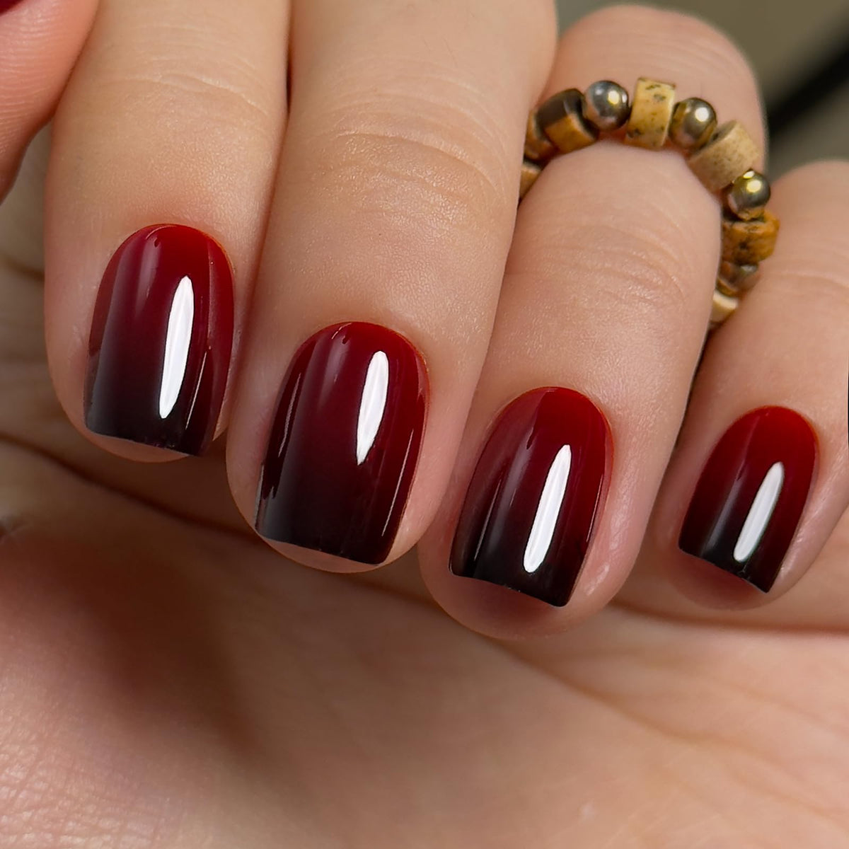 CurvLife Press on Nails Short Square Apricot Design front view