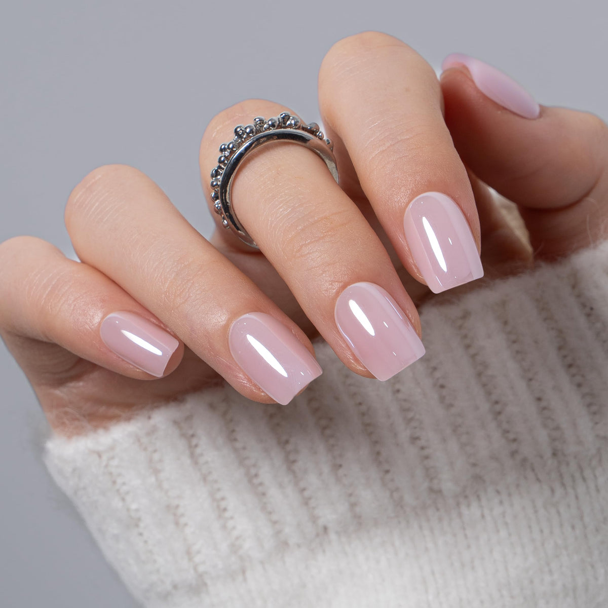 CurvLife Press On Nails Short Square Apricot Design in storage box