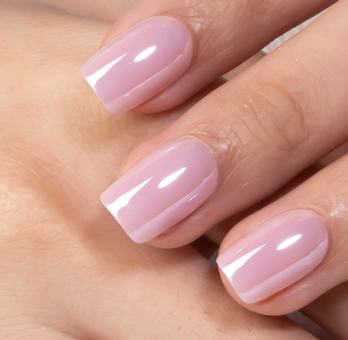 CurvLife Press On Nails Short Square Apricot Design with nail file and cuticle stick