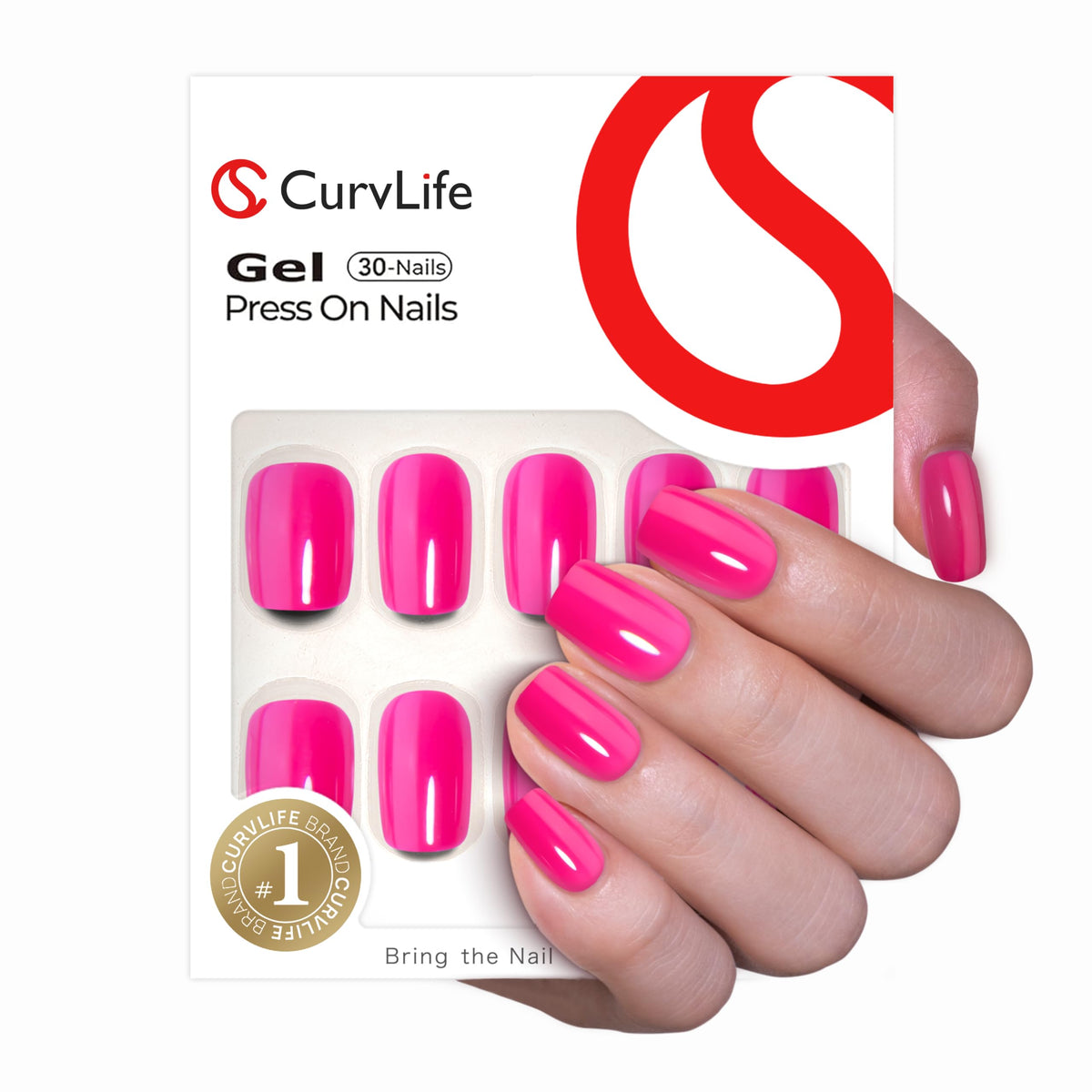 CurvLife Press on Nails Short Square in storage box