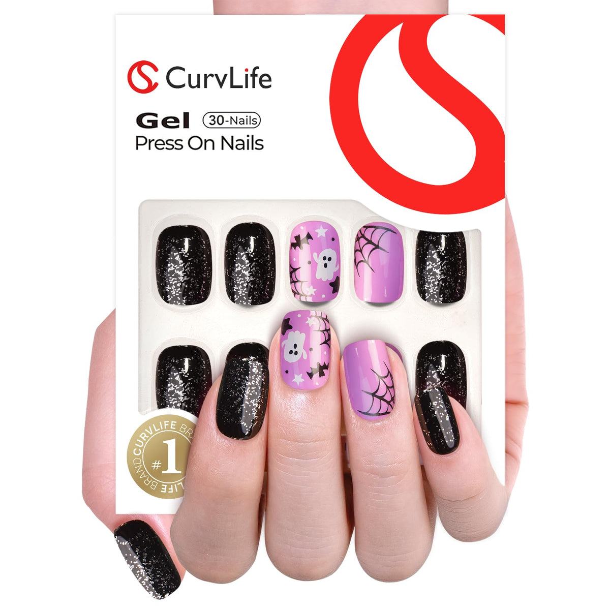 CurvLife press on nails showing handmade gel finish