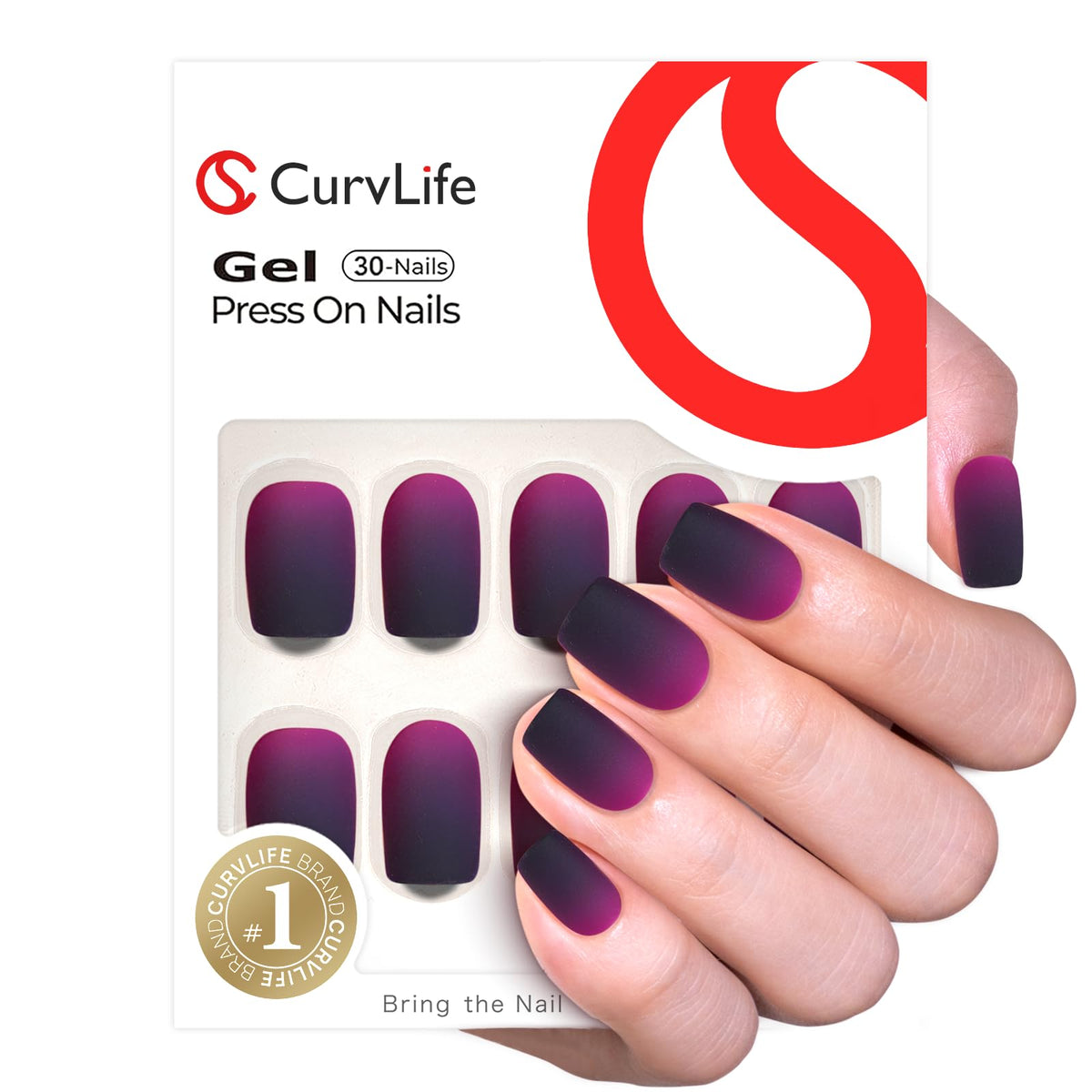 CurvLife press on nails showing various sizes in storage box