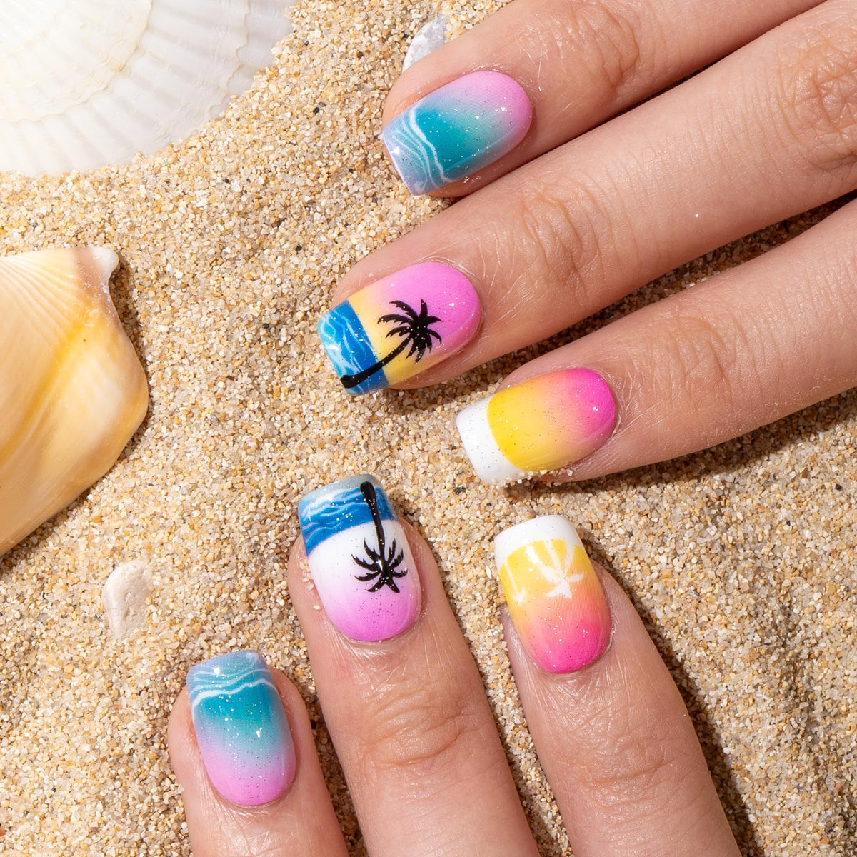 CurvLife press on nails with nail glue and adhesive tabs displayed