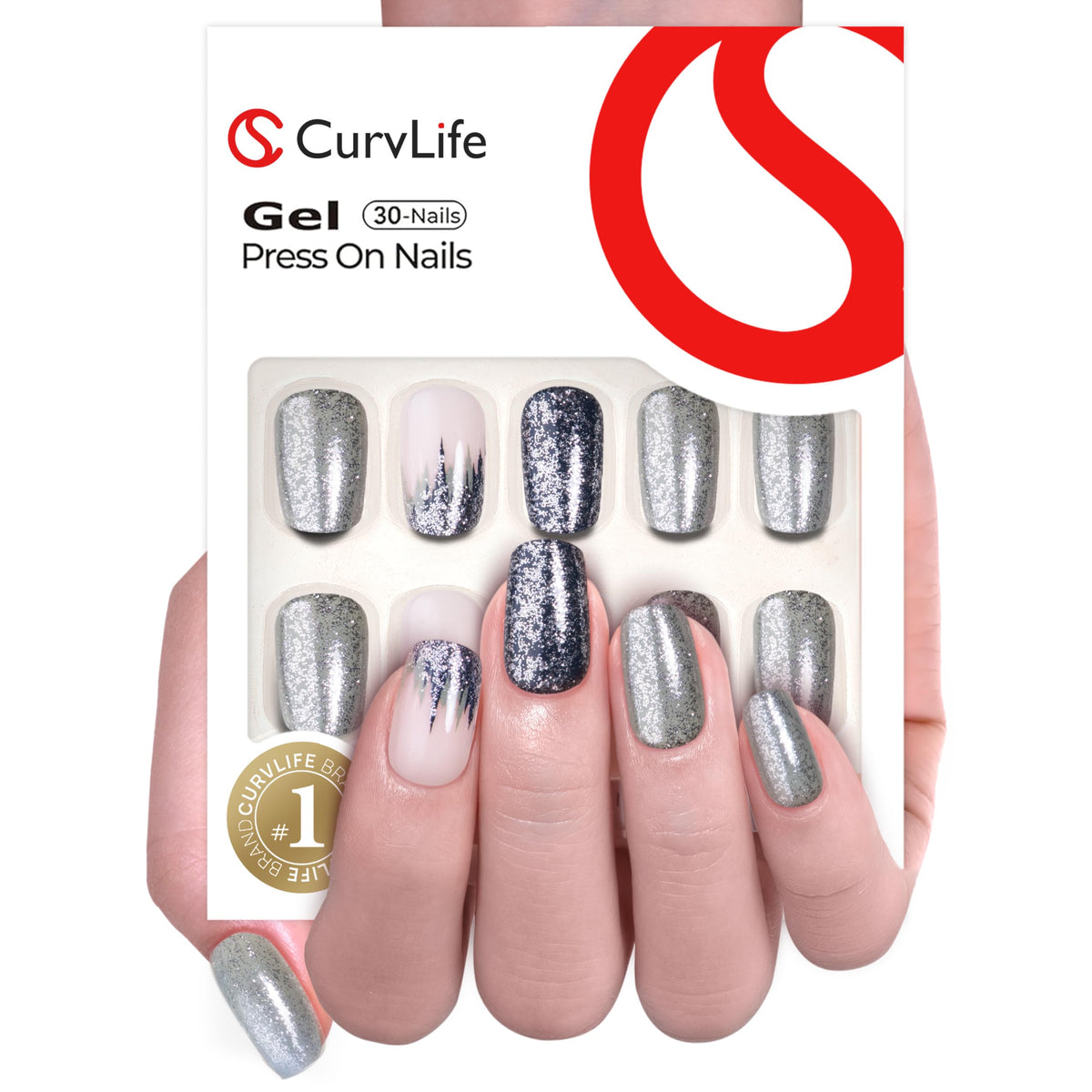 CurvLife press on nails with storage box and accessories