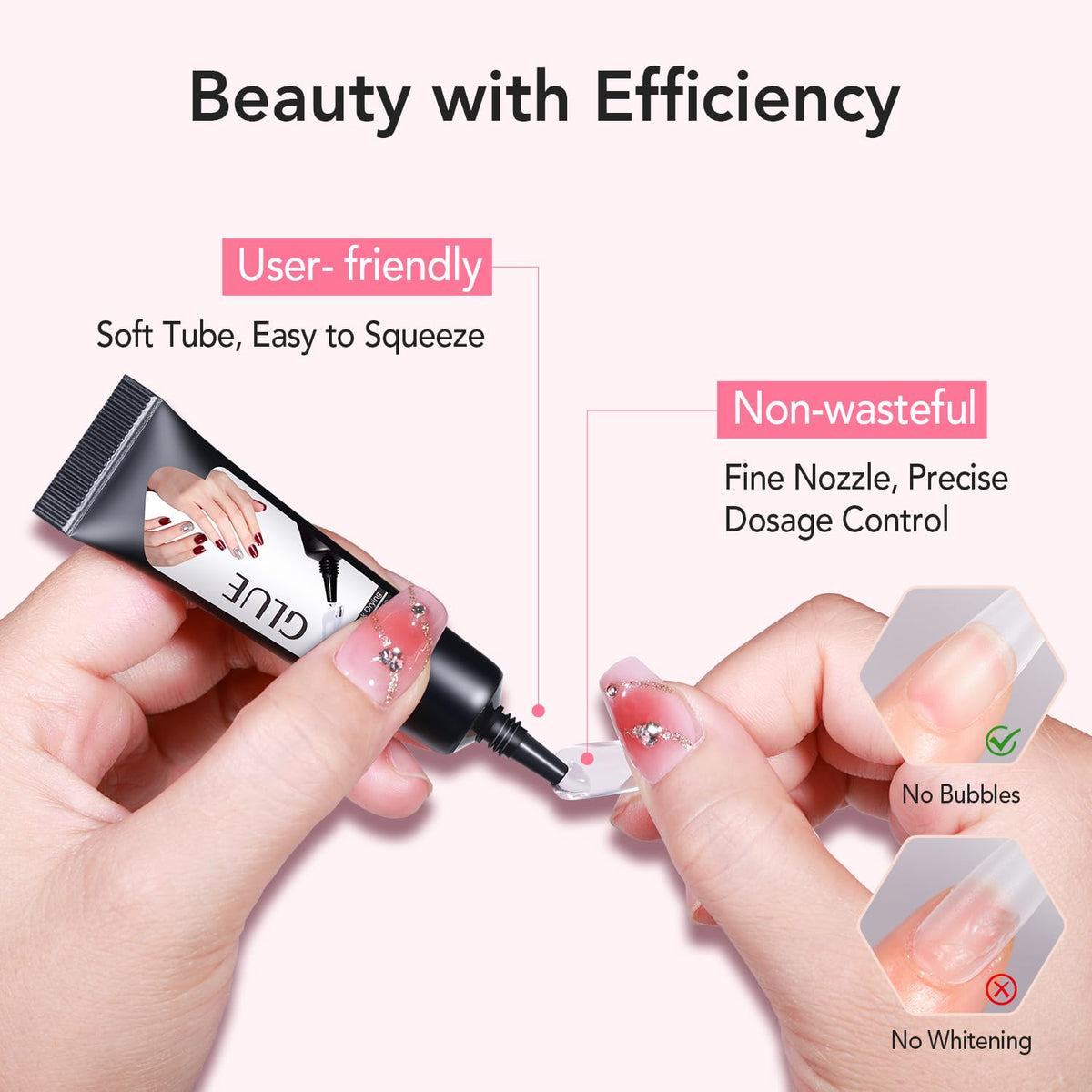 CurvLife Semi Solid Nail Glue application on nails