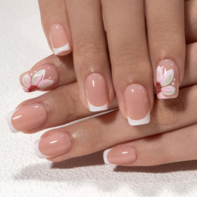 CurvLife Short French Tip Press On Nails Classic Edge Pink packaging