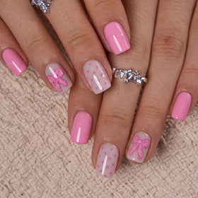 CurvLife Short Square Bow Design Press On Nails packaging