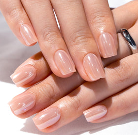 CurvLife Short Square Chrome Press On Nails with included nail glue and file