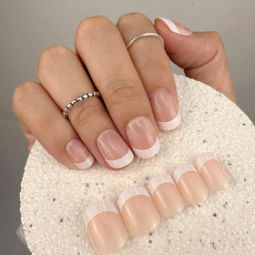 CurvLife Short Square French Tip Press On Nails packaging view