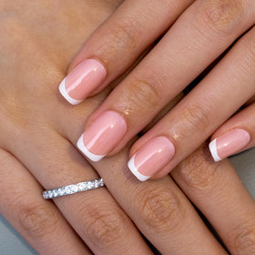 CurvLife Short Square French Tip Press On Nails with storage box and tools