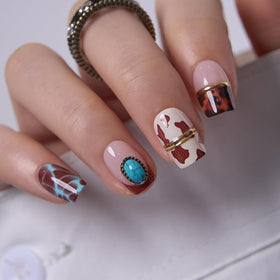 CurvLife Short Square Glitter Press On Nails Velvet Stardust Burgundy front view