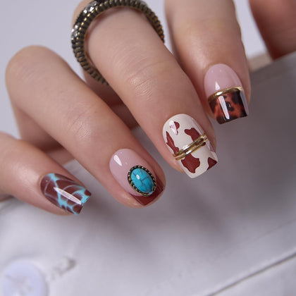 CurvLife Short Square Glitter Press On Nails Velvet Stardust Burgundy front view