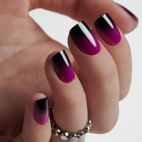 CurvLife Short Square Ombre Press On Nails displayed on a hand