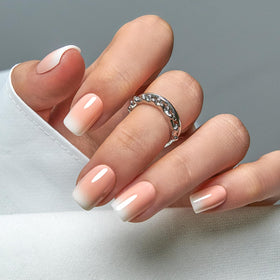 CurvLife Short Square Ombre Press On Nails in Gradient Glow White
