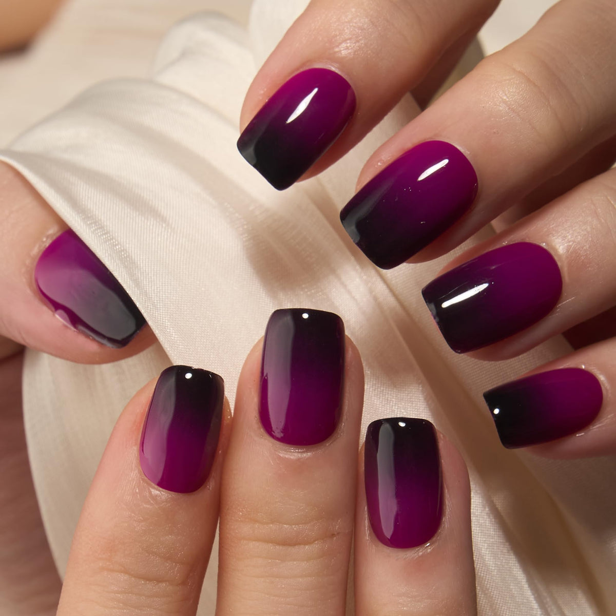 CurvLife Short Square Ombre Press On Nails with nail glue and file