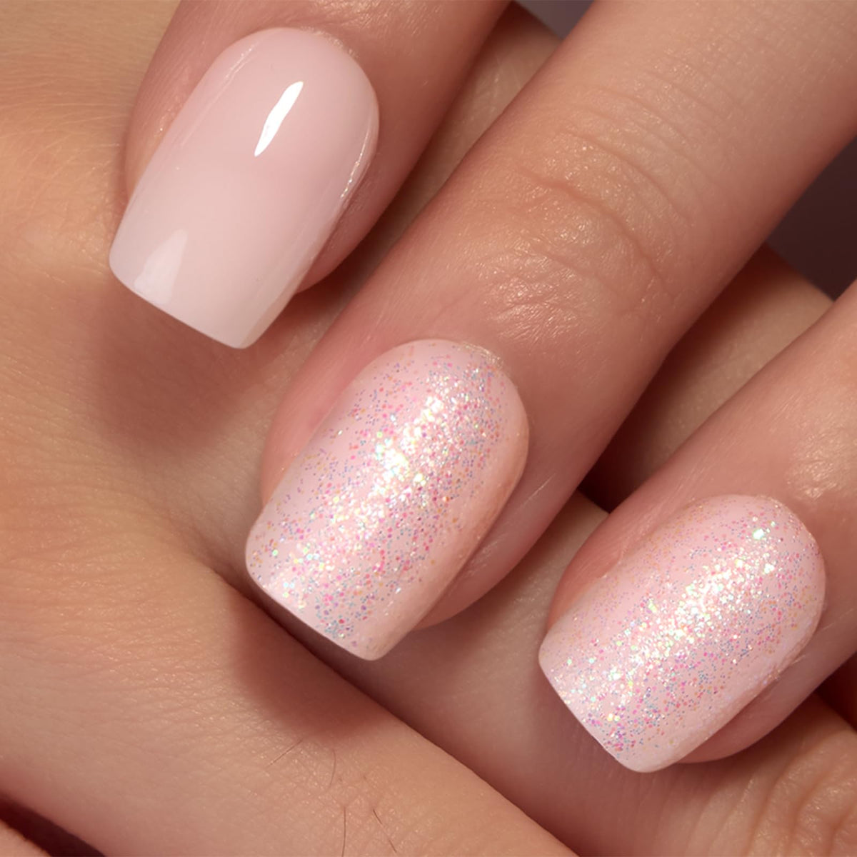 CurvLife Short Square Press On Nails close-up showing gel finish