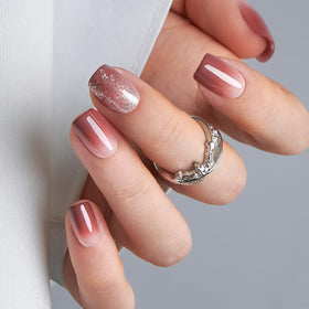 CurvLife Short Square Press On Nails Misty Pink front view