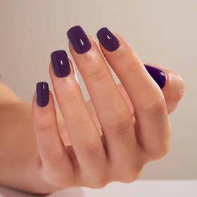 CurvLife Short Square Press On Nails on a hand for a natural look