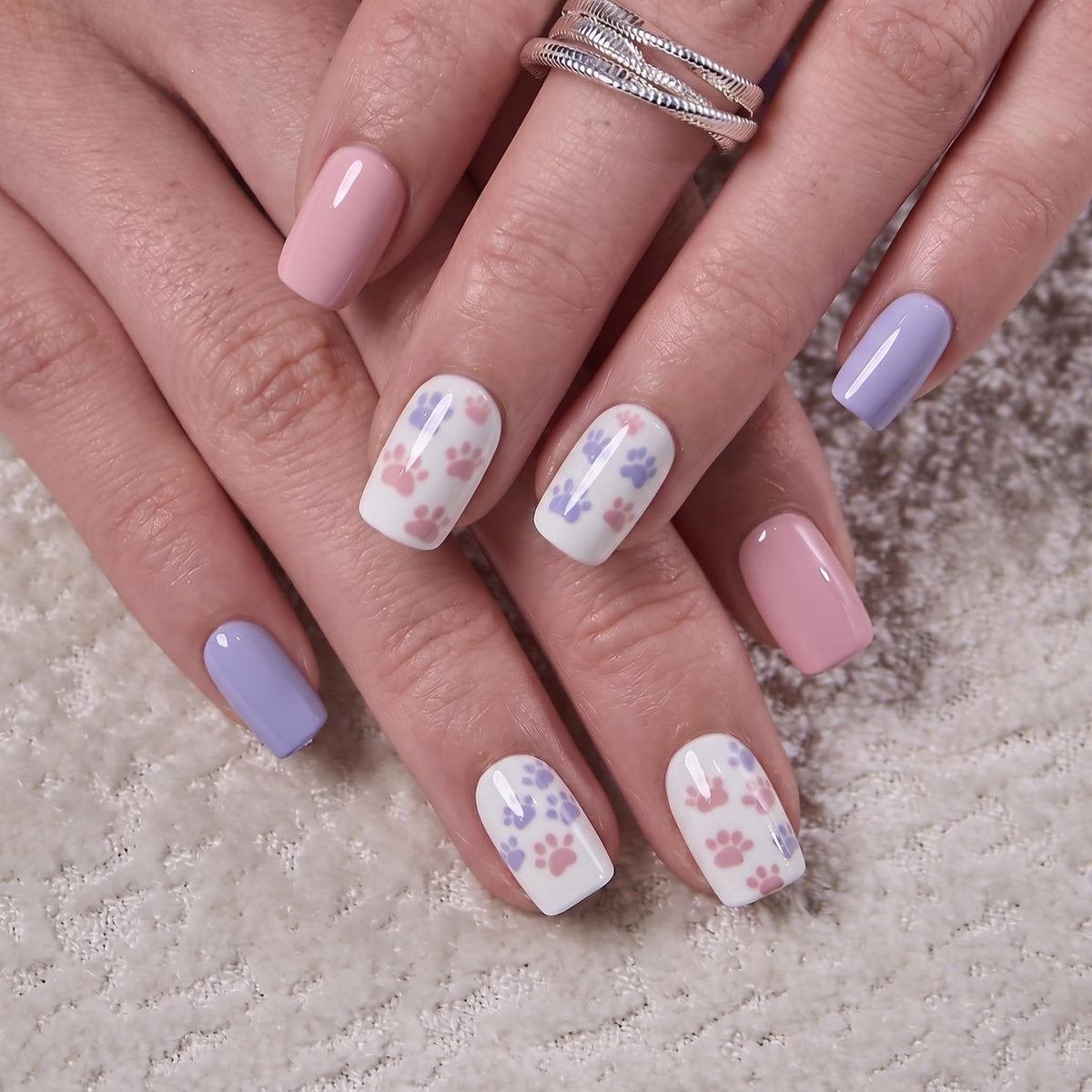 CurvLife Short Square Press On Nails Paw Sweet Pet in various sizes
