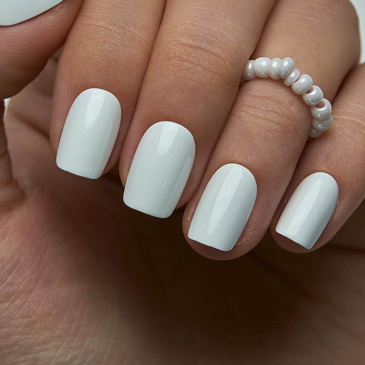 CurvLife Short Square Press On Nails Pure Gloss White front view