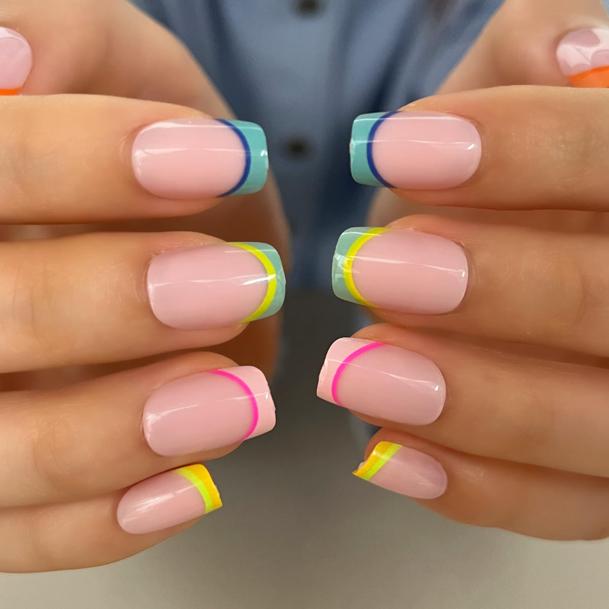 CurvLife Short Square Press On Nails with double-sided nail file
